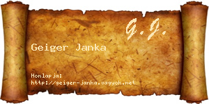 Geiger Janka névjegykártya